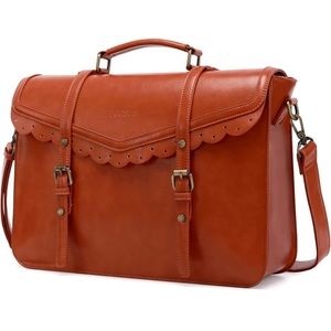 ECOSUSI Womens Briefcase Leather Messenger Laptop Work Bag tan